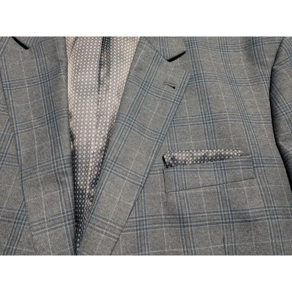 Oak Hill Men's Blue Tartan Plaid Sport Coat Suit Blazer Size 3XL‎ 54/56